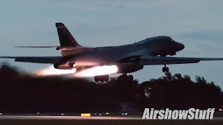 B1 Lancer Night Afterburner Takeoff and Spiral Climb  EAA AirVenture Oshkosh 2018 [upl. by Roi]