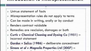 Misrepresentation Lecture 1 of 4 [upl. by Eula970]