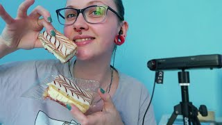 ASMR Eating Fresh Cream Vanilla Slice Pastries  EATING SOUNDS [upl. by Esile]